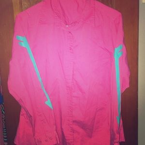 Pink Button Down w/ Turquoise Arrows Ranch Dress'n